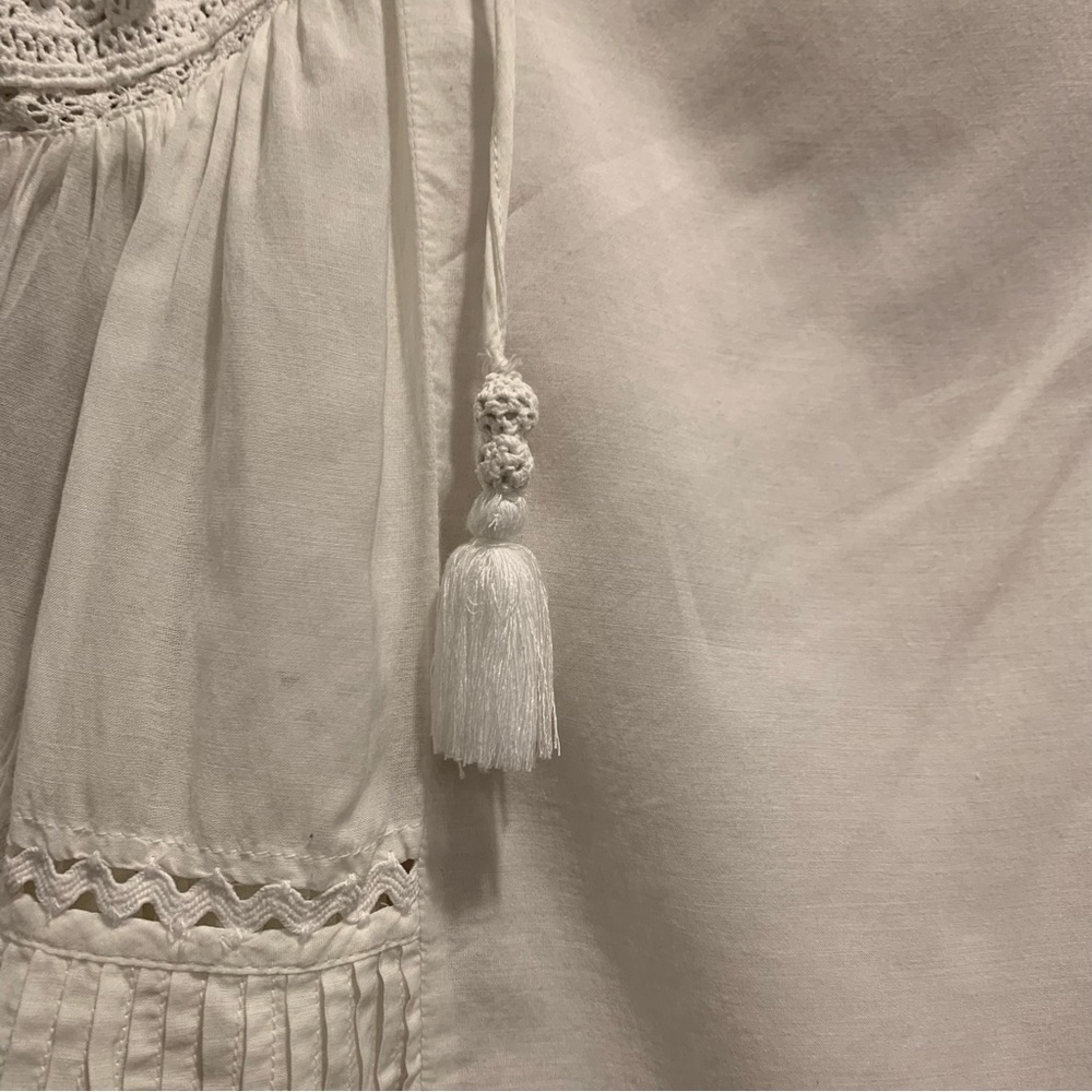Sea New York White Pleated Ruffle Sleeve Blouse - 8 - Picture 8 of 15